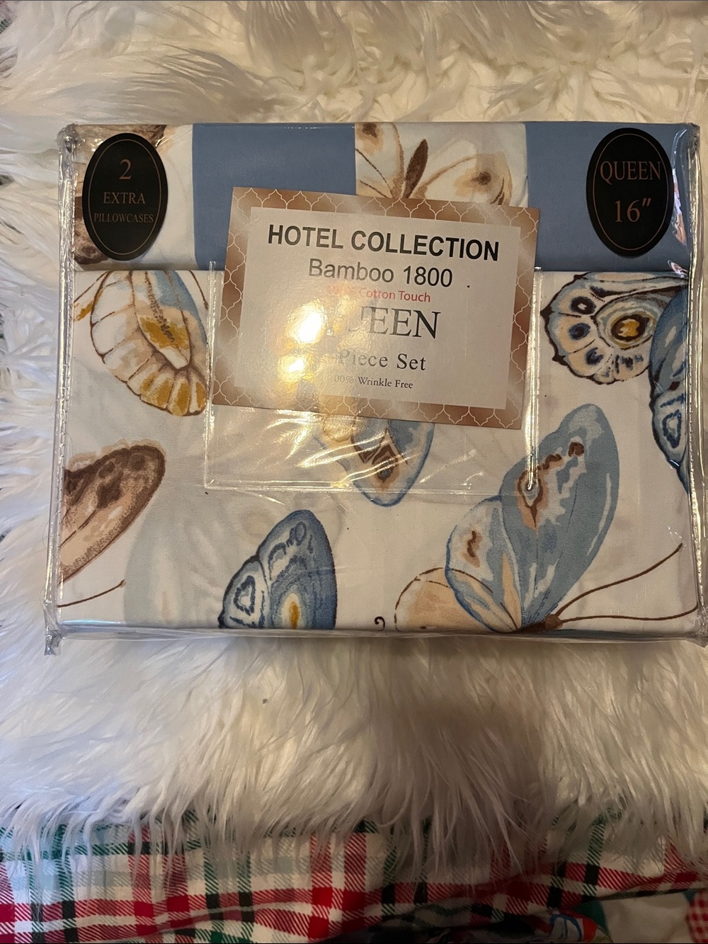 Hotel Collection Blue and Tan Floral Queen Sheet Set